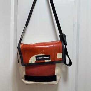 Freitag Red and Cream Messenger Bag